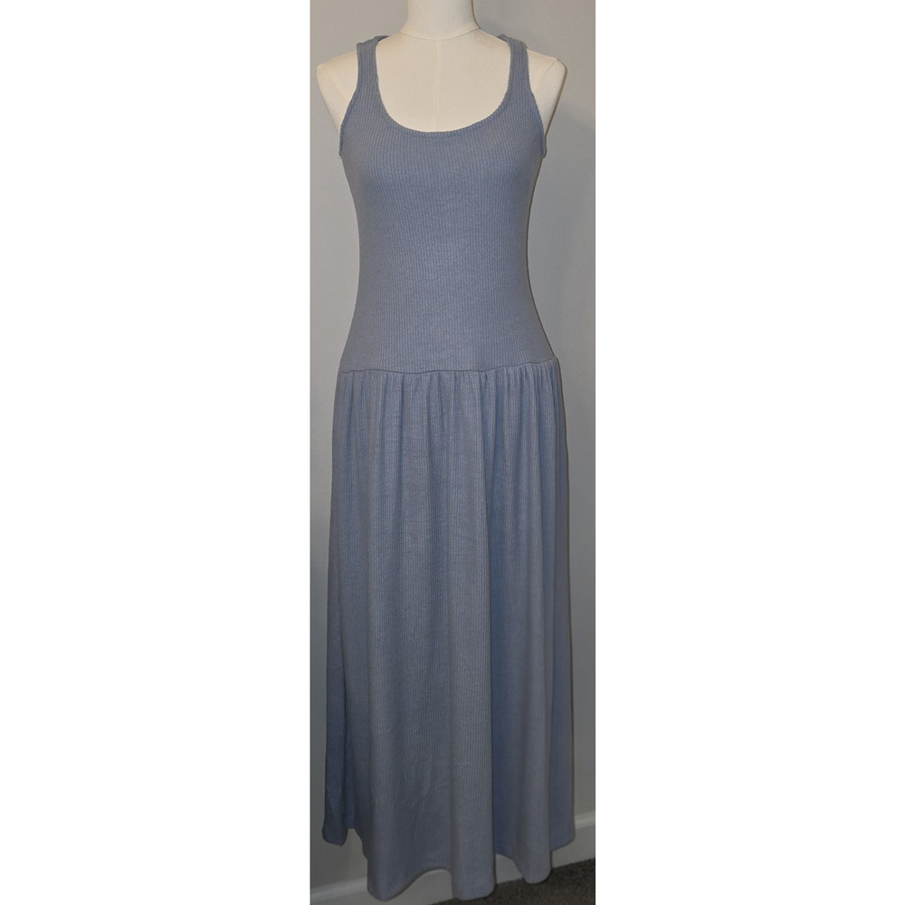 NWT XS Ribbed Blue Tank Maxi Dress Universal Thread Soft Corduroy Feel MSRP $28